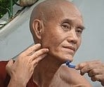old man shaving